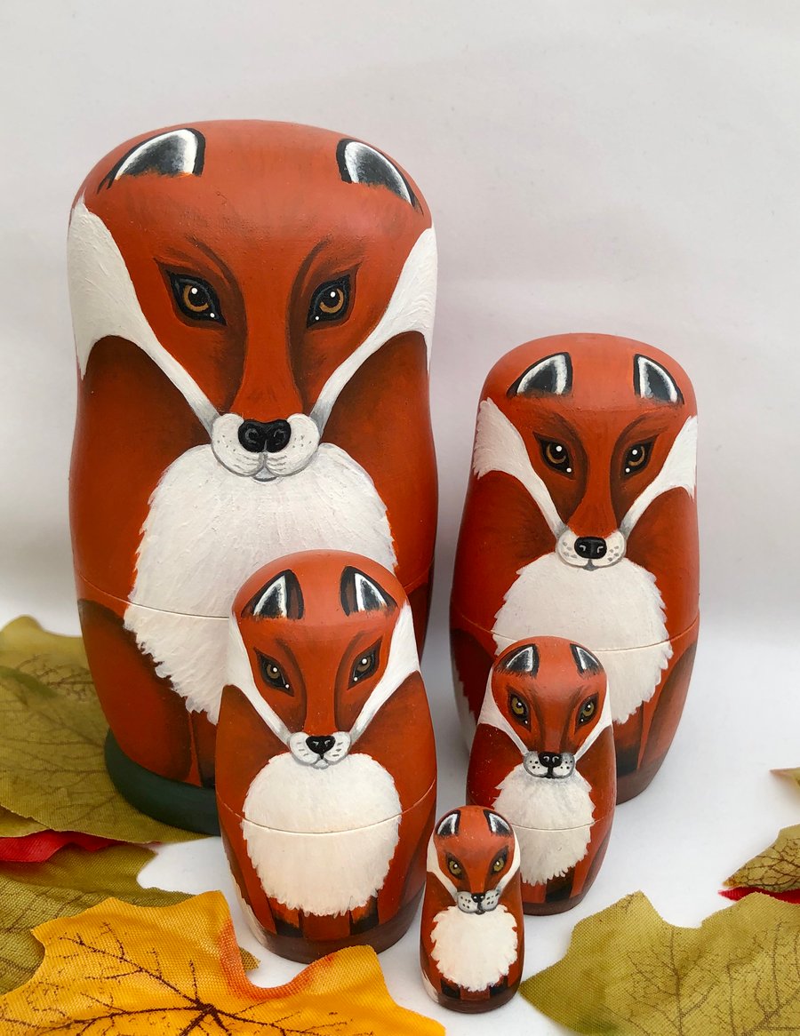 Fox set of 5 nesting dolls