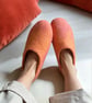 Salmon Hand Felted Merino Wool Slippers Clogs - Image 8