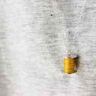 Cotton reel pendant, silver necklace, sewing necklace