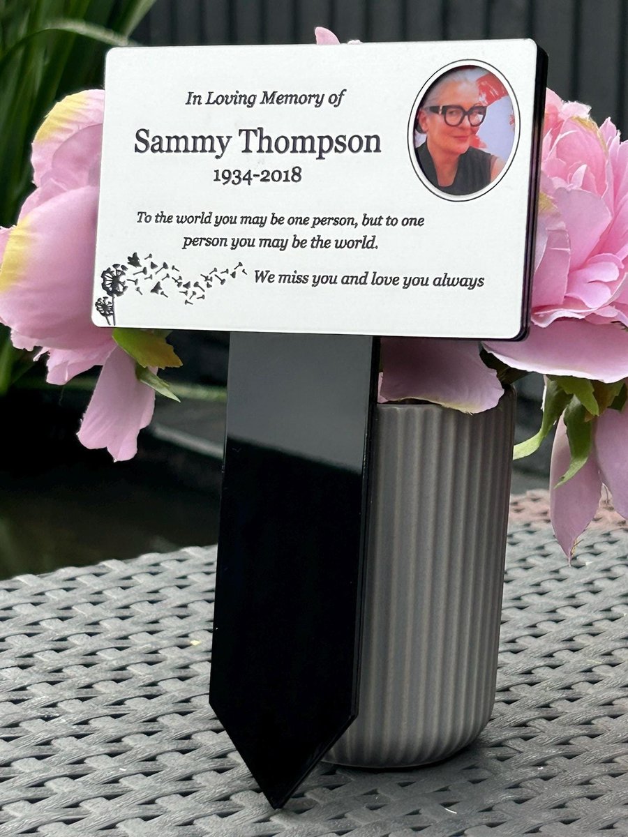 Memorial Plaque, Silver Personalised Rectangle Grave Garden Marker with small ph