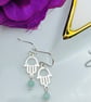 Semi Precious Amazonite & Hamsa Hand Earrings - Image 2