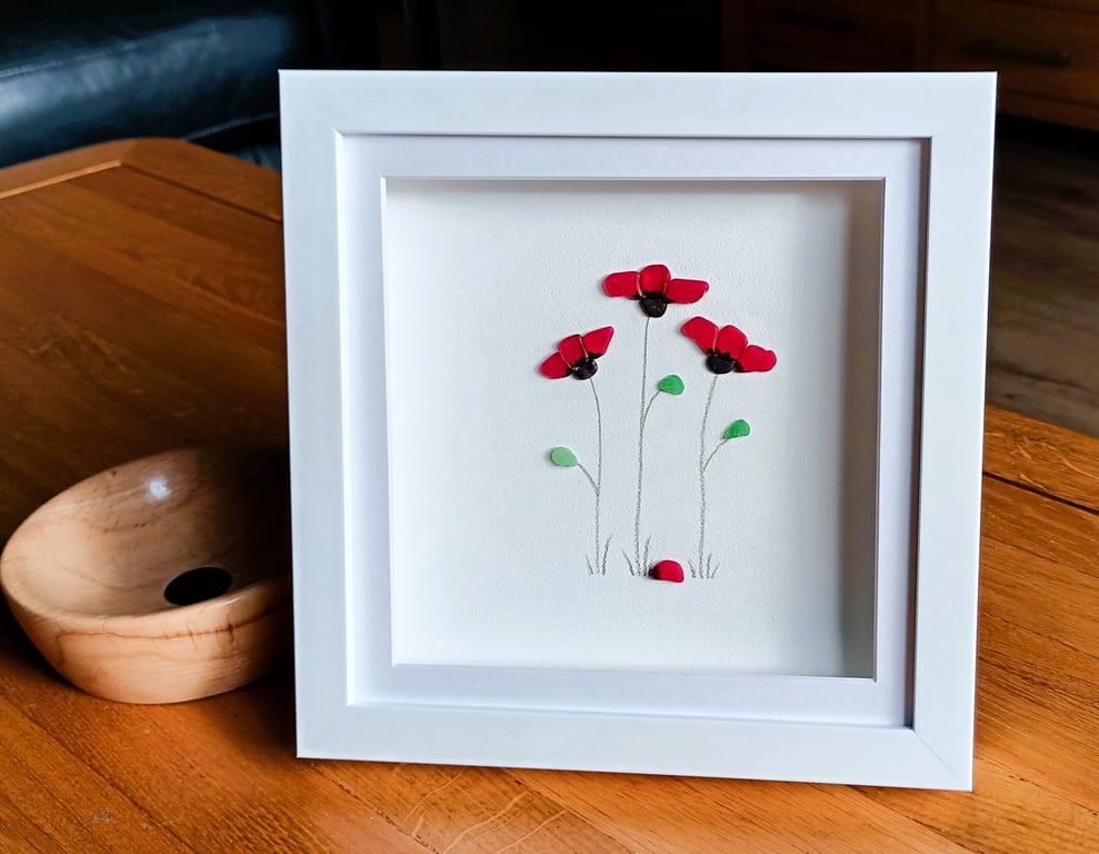 Sea Glass Poppies, Poppy, Unusual Gifts for Her, Made in Cornwall