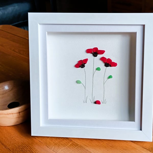 Sea Glass Poppies, Poppy, Unusual Gifts for Her, Made in Cornwall