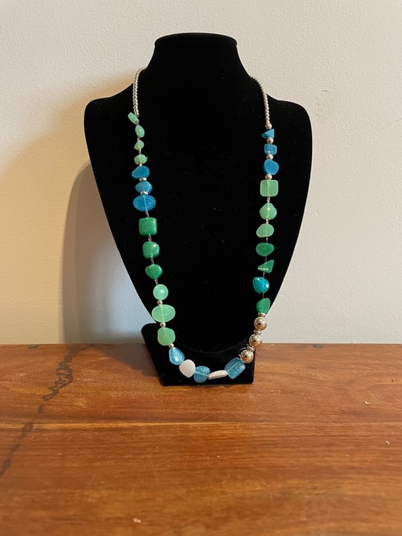'Ane' Blue & Green Resin Necklace