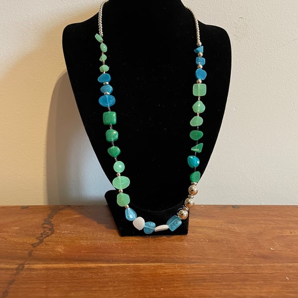 'Ane' Blue & Green Resin Necklace