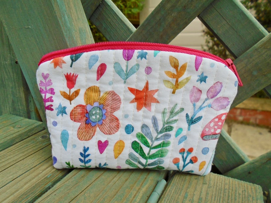 Quilted  Floral cotton  Purse 
