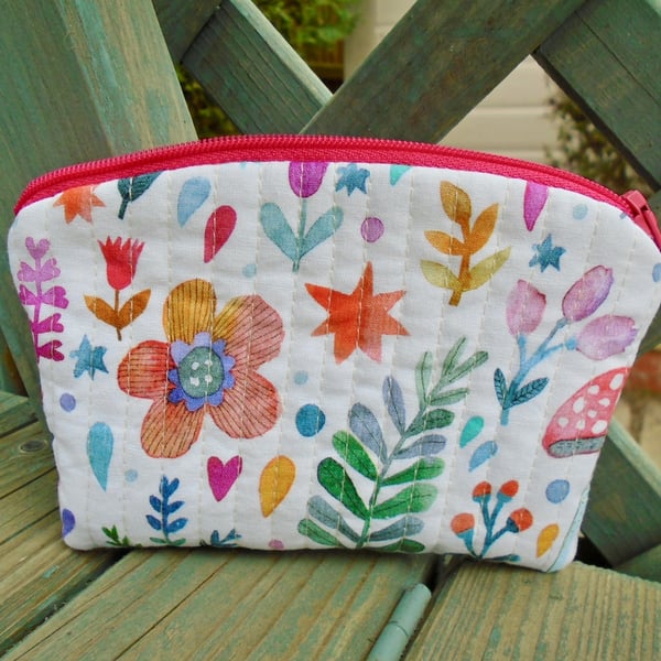 Quilted  Floral cotton  Purse 