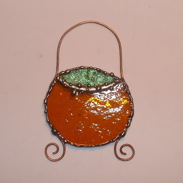 Witches Cauldron Stained Glass Halloween Decoration