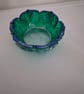 Handmade green and blue glitter epoxy resin decorative trinket pot.