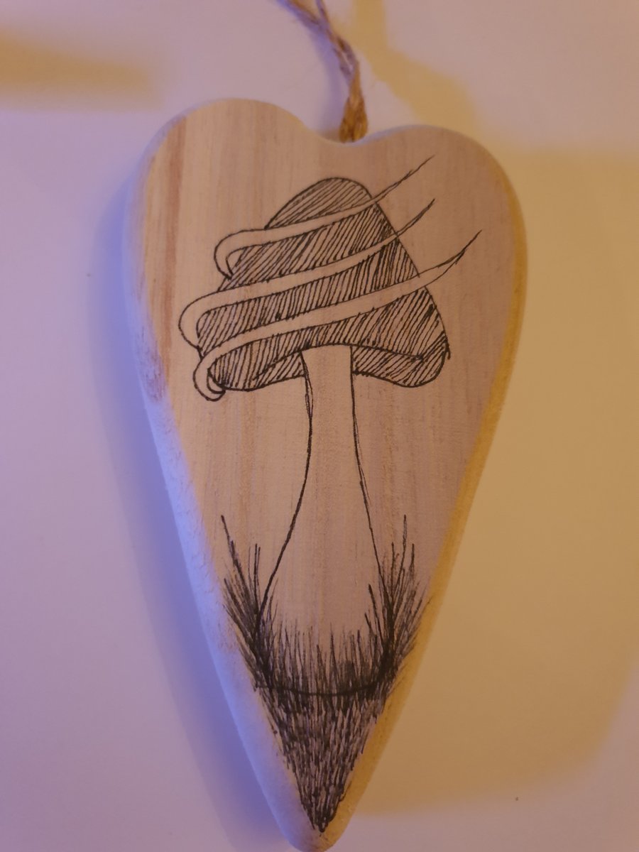 Toadstool chucky wooden heart