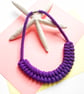 Hot Pink necklace, Knotted statement necklace, Sustainable boho necklace - Image 9