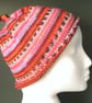 Handknit KNOTTY TOP BEANIE Stripey jacquard in Pinks & Reds child teen adult sma - Image 2