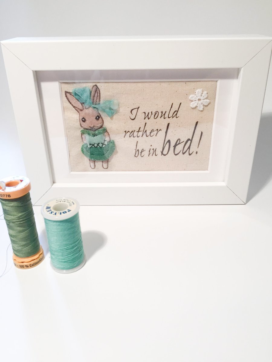 I would rather be in bed, rabbit, rabbit picture, quote gift, friend gift