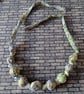 Blue and Yellow Fabric Bead Necklace - Image 3