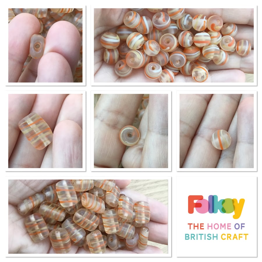 Huge Quantity of Matching Round & Rectangular Art Glass Beads Swirl Design.