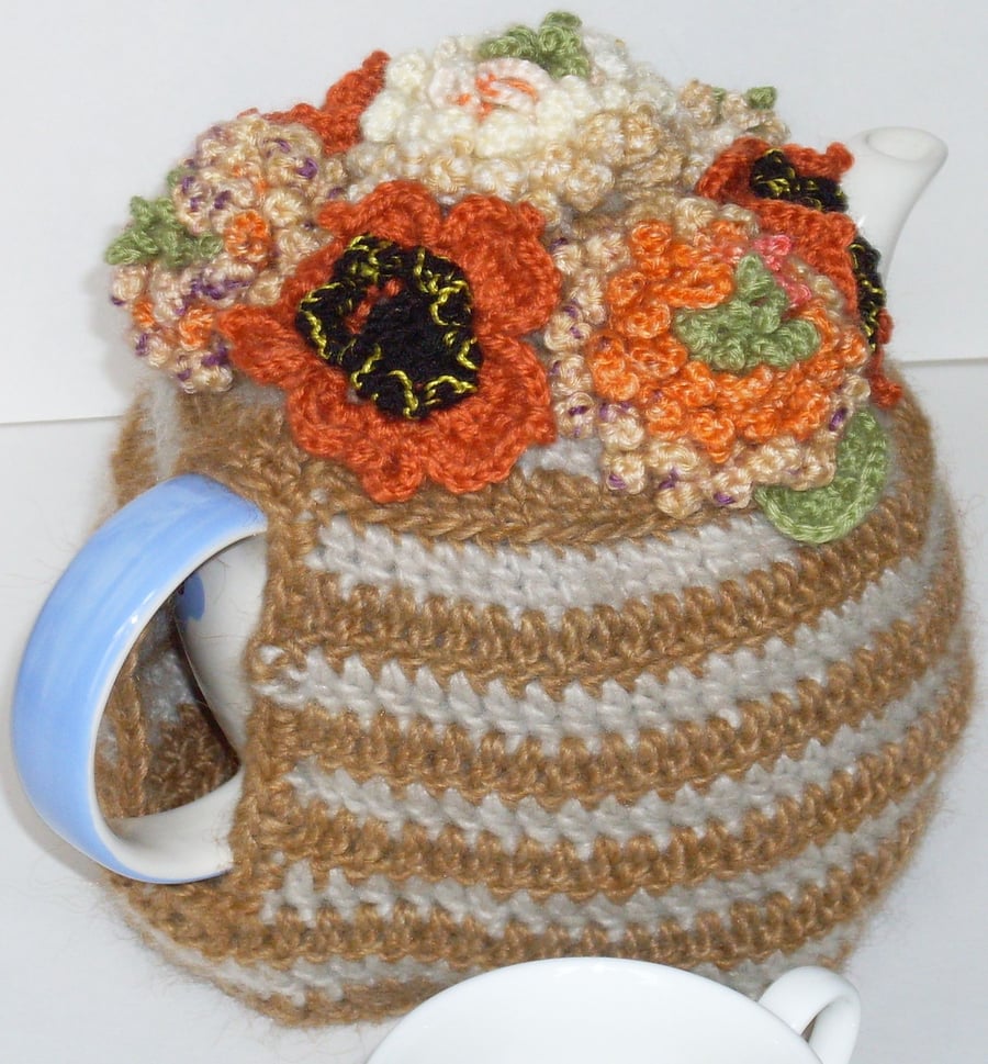 tea cosy with Autumn flowers