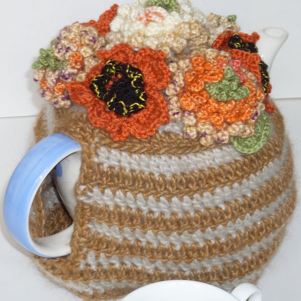 tea cosy with Autumn flowers