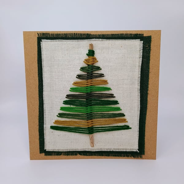 Embroidered Fabric Christmas Tree - Christmas Card