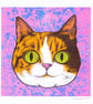 Cat Face 1 (Calico Cat), 4-colour risograph print
