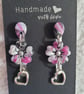 Handmade Polymer Clay Black, Purple and White Earrings. 316 Stainless Steel