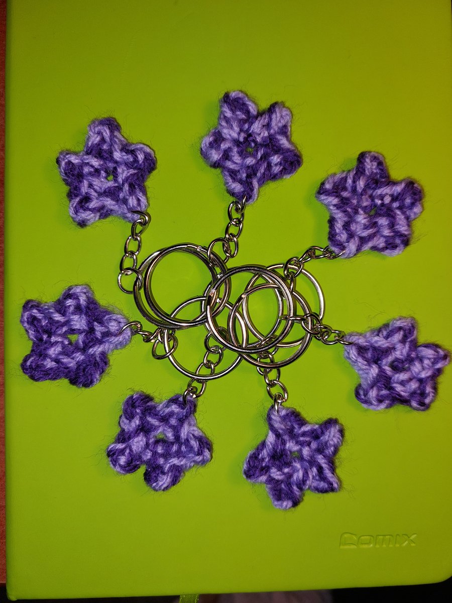 Marbled purple crochet flower keychain