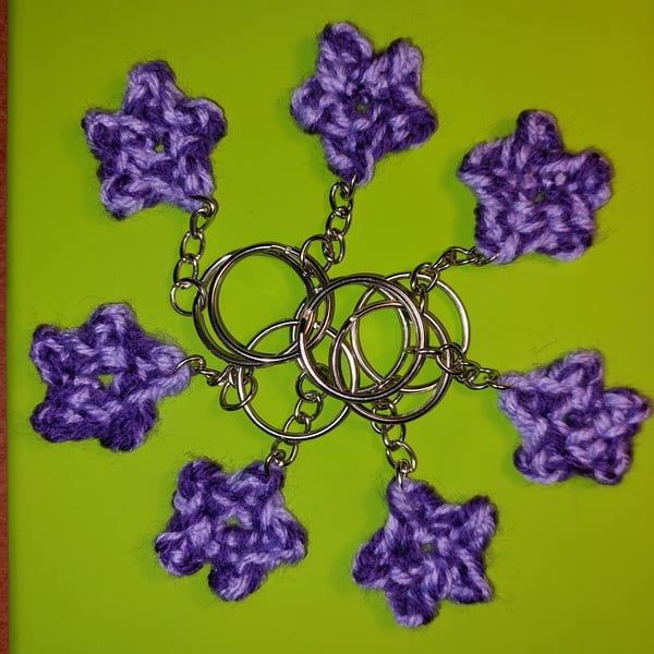 Marbled purple crochet flower keychain