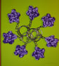 Marbled purple crochet flower keychain