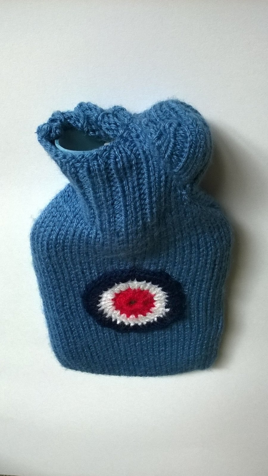 Hand knitted Air Force Blue Hot Water Bottle Cover