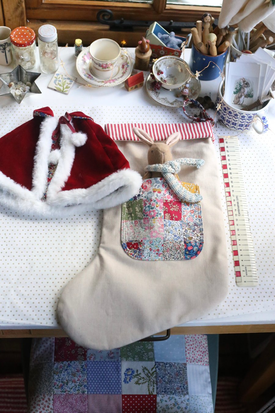 Heirloom Liberty Stocking and Velvet Cape Set