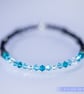 Swarovski and Hematite stretch beaded bracelet turquoise black - Image 6
