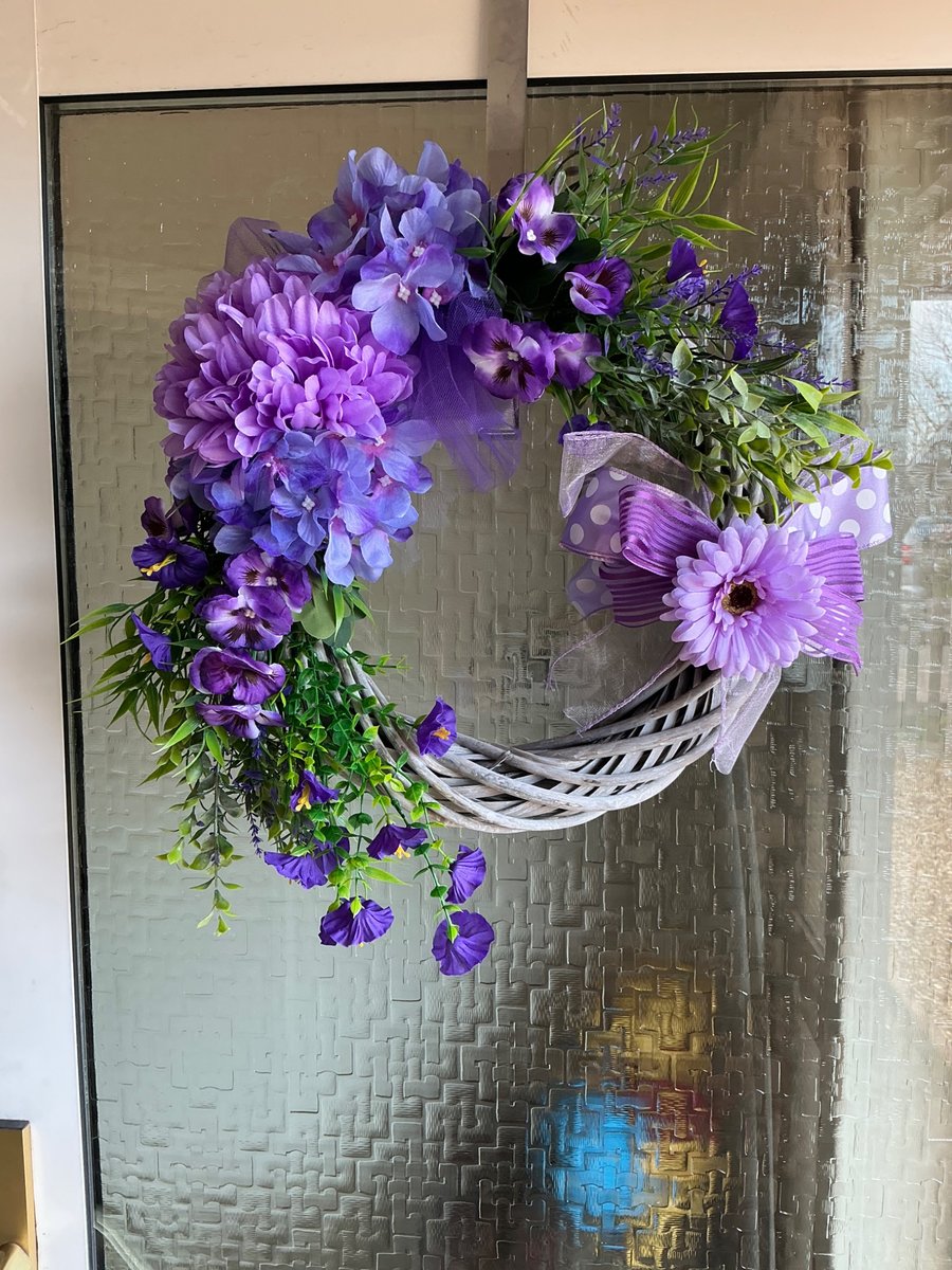 Purple flower door wreath
