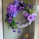 Purple flower door wreath
