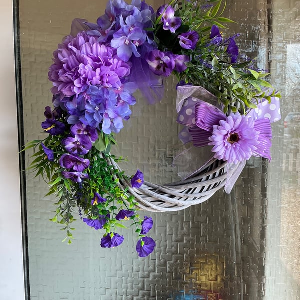 Purple flower door wreath