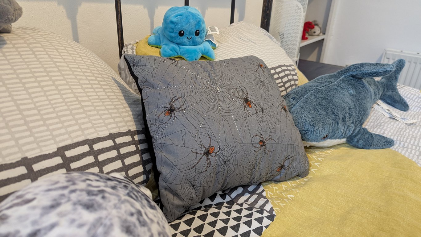 Embroidered Spider Cushion