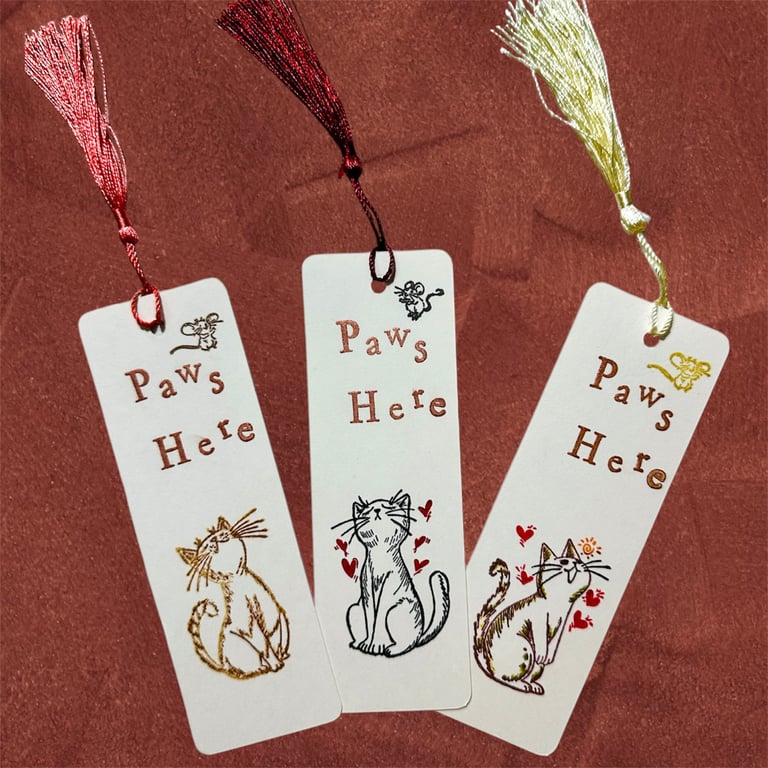 Bookmark ,cat lover, mouse, an eco small gift or alternative to a card.  