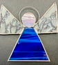 Stained Glass Triangle Angel - Royal blue with deep-textured clear wings - Image 6