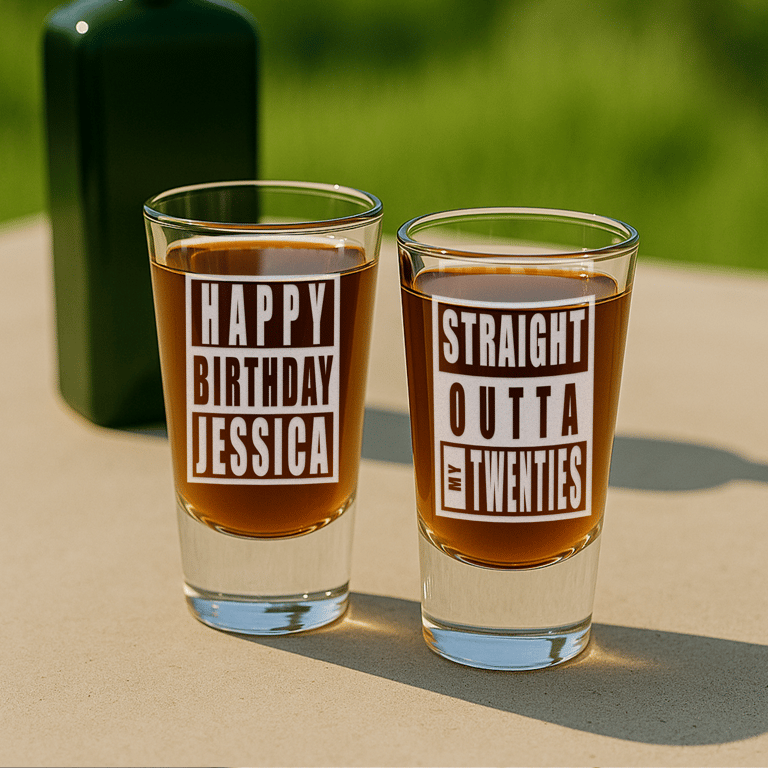Personalised Birthday Gift - Straight Outta (Decade) Engraved Shot Glass