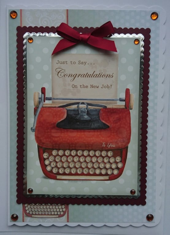 New Job Card Congratulations on the New Job Typewriter Well Done