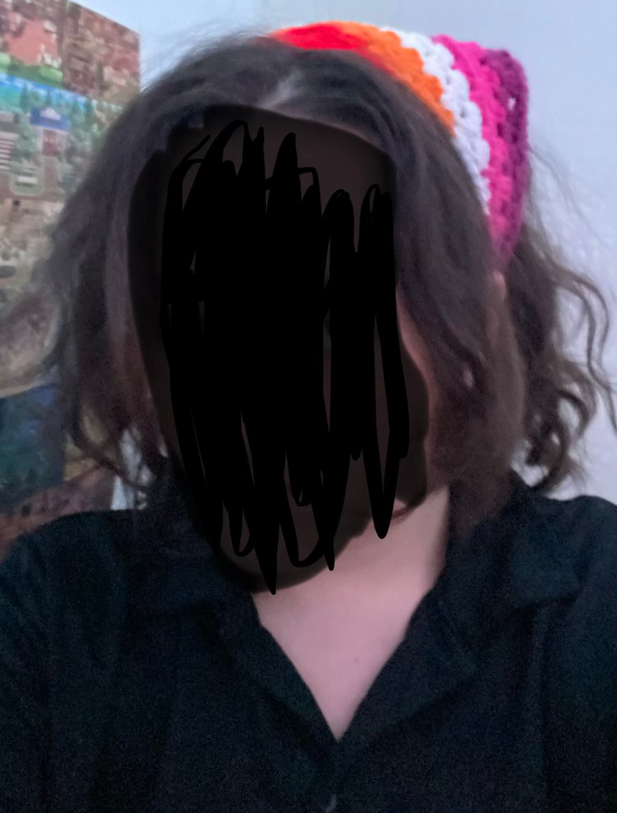 Lesbian pride crochet bandana