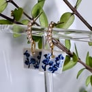 Handpainted blue floral earrings