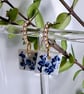 Handpainted blue floral earrings
