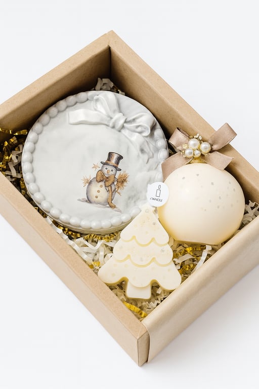 Christmas Gift Set Handmade Soy Candles & Decorative Tray, Ready to Ship