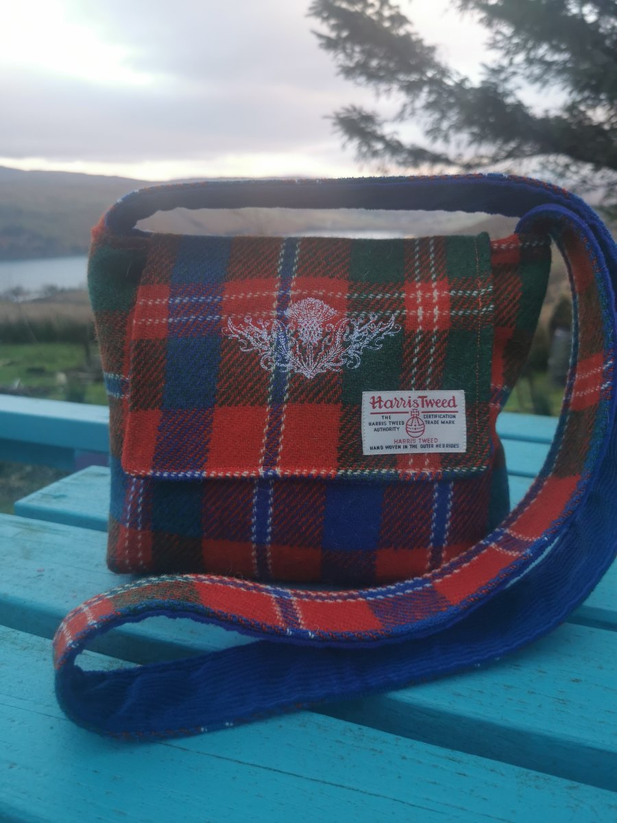 Macdonald tartan crossbody bag with embroidered thistle