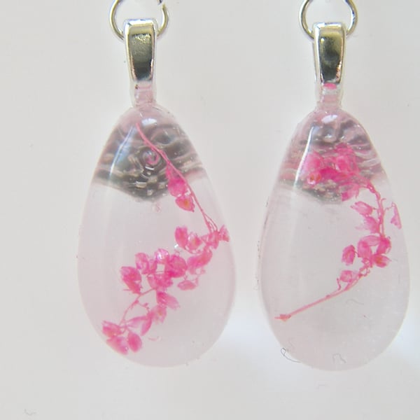 Pink Real Flower Earrings