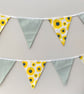 Sunflower Green Striped Fabric Bunting 7 Double-Sided Flags Summer Decoration - Image 1