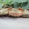 Copper Cuff. Hand Stamped Moon Phases and Stars, Antiqued Finish, Size Medium