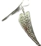 Silver heart dangle earrings.Curved hearts with raised pattern - Image 4