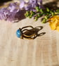 Sparkly Adjustable Hypoallergenic Stainless Steel Ring - Light Blue and Gold - Image 2