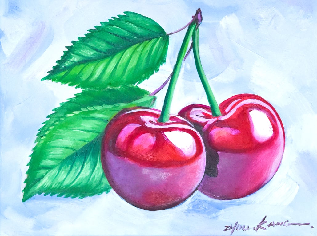 Cherries Oil Painting – Original & One of a Kind – Fun & Delightful
