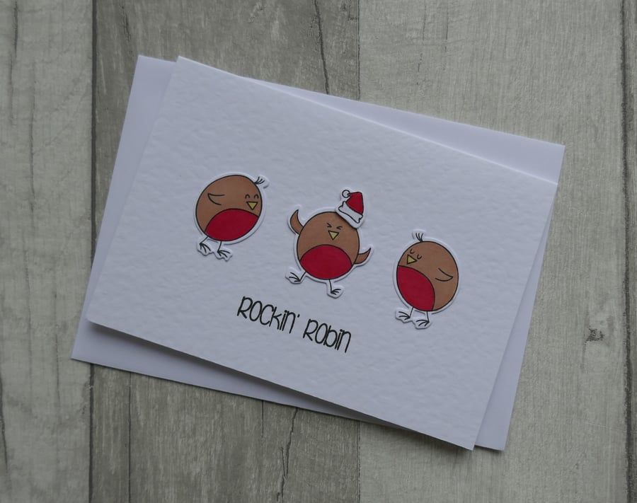 Rockin' Robin - Cute Dancing Robins - Christmas Card